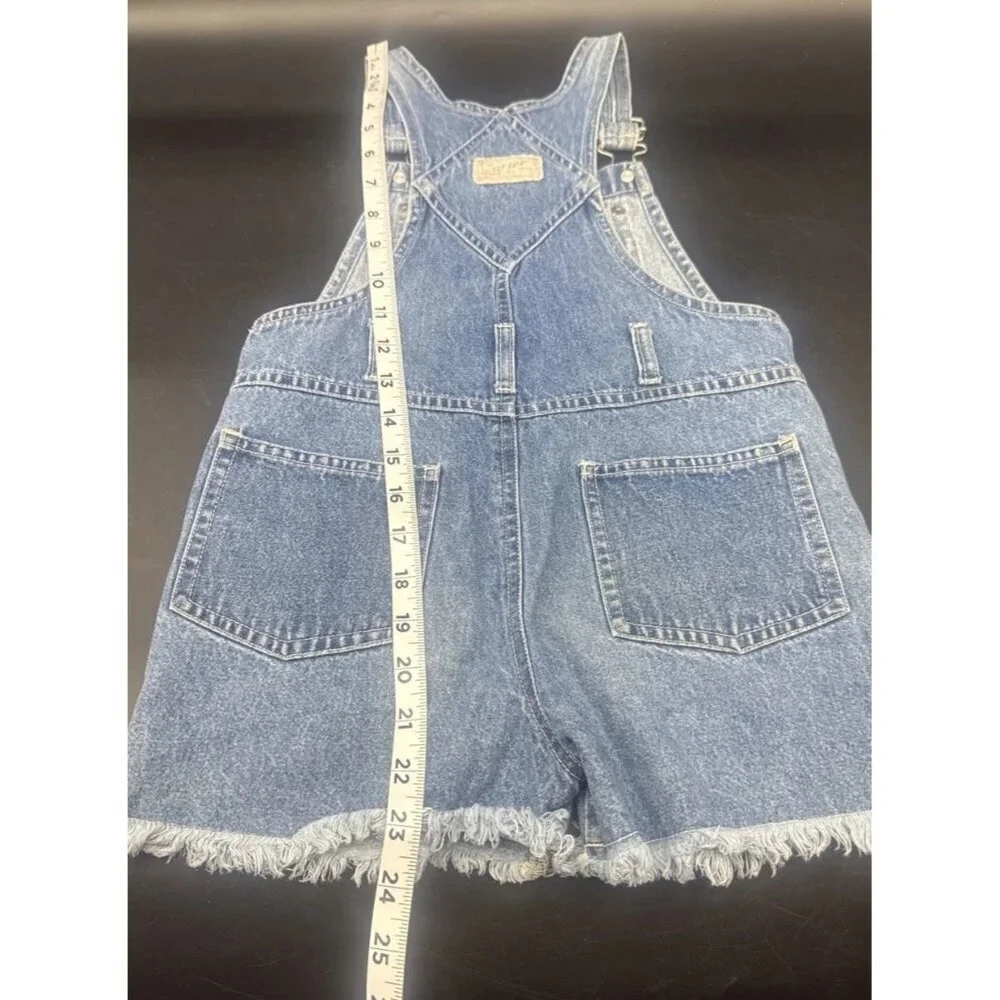 VTG Carters Watch The Wear Girls Blue Denim‎ Raw Hem Shortalls Overalls Sz 6X
